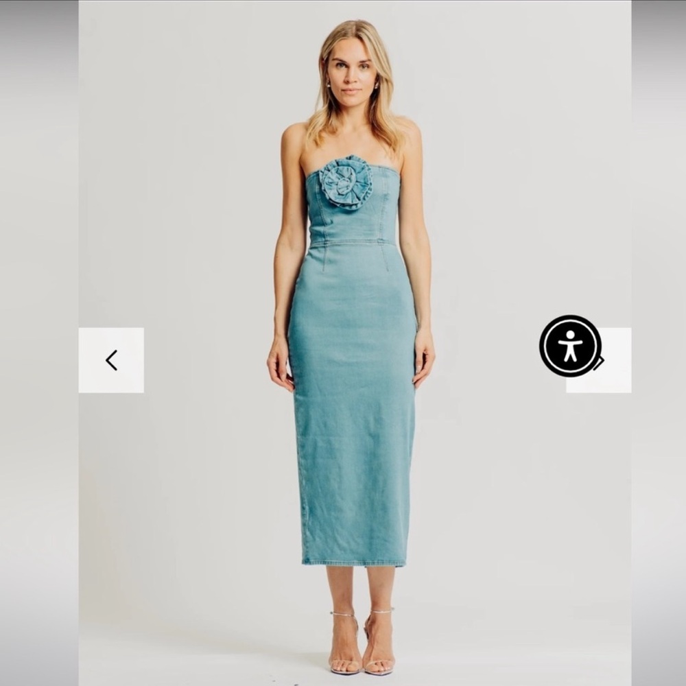 Torn by Ronny Kobo Light Blue Denim Jean Dress